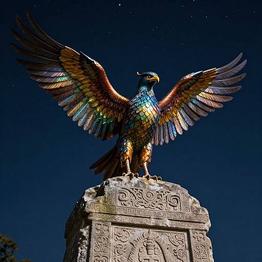 Mythical Bird Descends on Ancient Monument