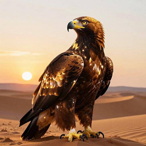 Majestic Eagle at Sunrise Desert