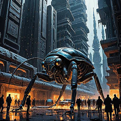 Cybernetic Scarab Beetle Siege in Futuristic Cairo