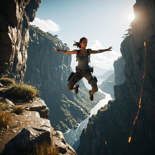 Lara Croft Jumping Over Cliff