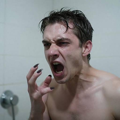 Fearful Man in Dark Shower Scene