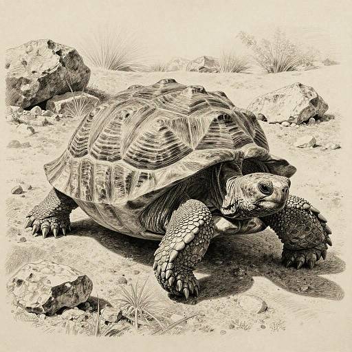 Hyperrealistic Pencil Drawing of Tortoise