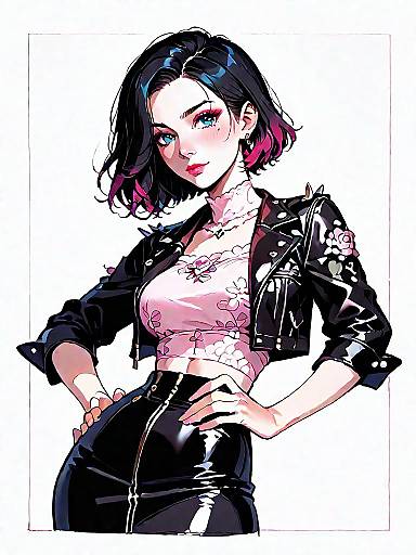 Edgy Chic Fashion Portrait of Curvy Woman