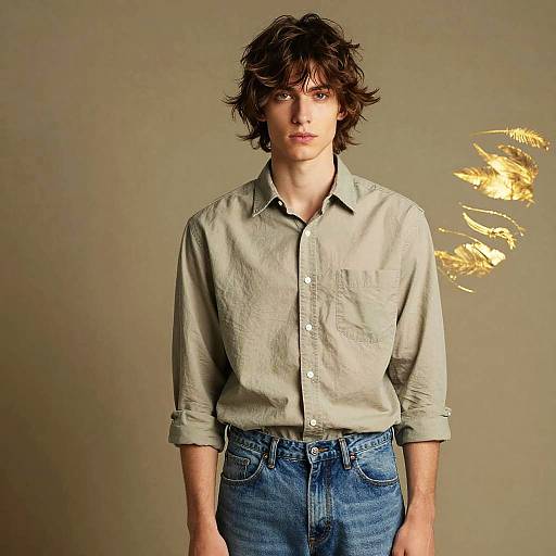 Feathered Layers Male Fashion Portrait