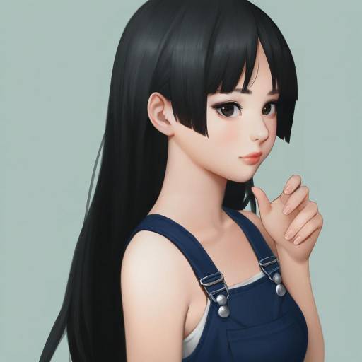 Elegant Young Woman in Denim Overalls