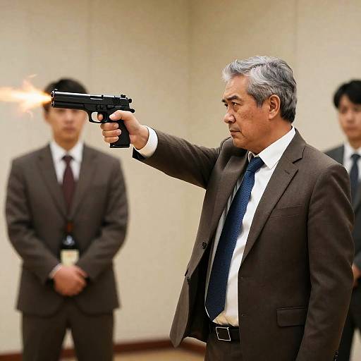 Intense Middle-Aged Man with Handgun