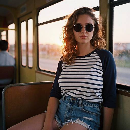 Sunset Streetcar Ride in Vintage Style