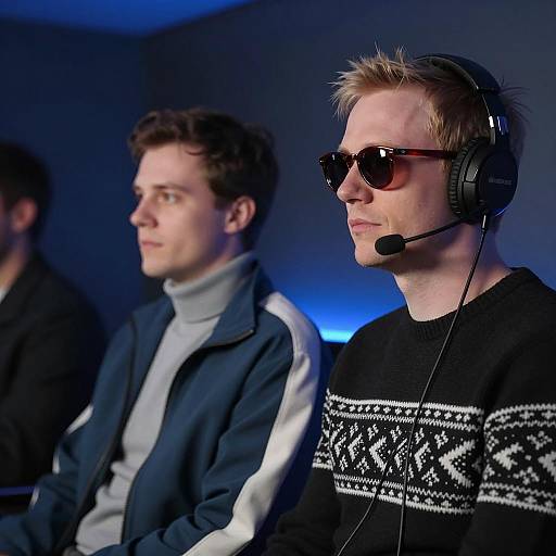 Two Men in a Dimly Lit Room