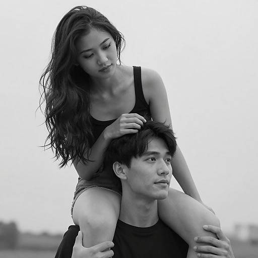 Young Couple in Black and White Portrait