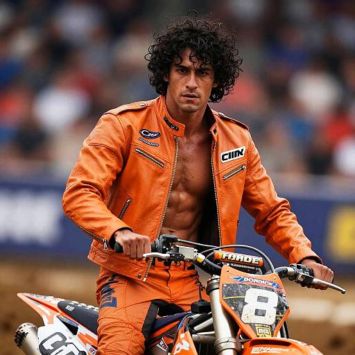 Fierce Motocross Rider in Orange