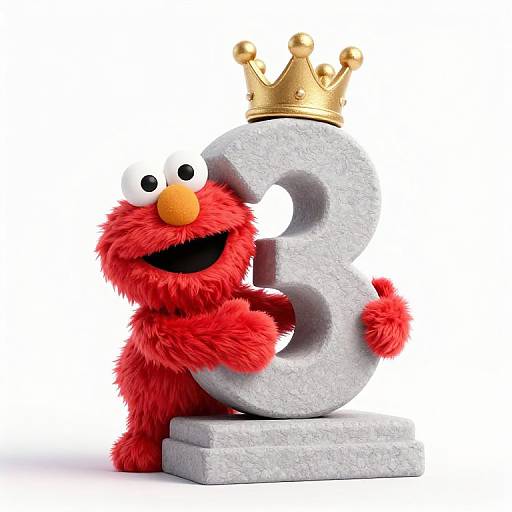 Crowned Monument with Fluffy Elmo Hug
