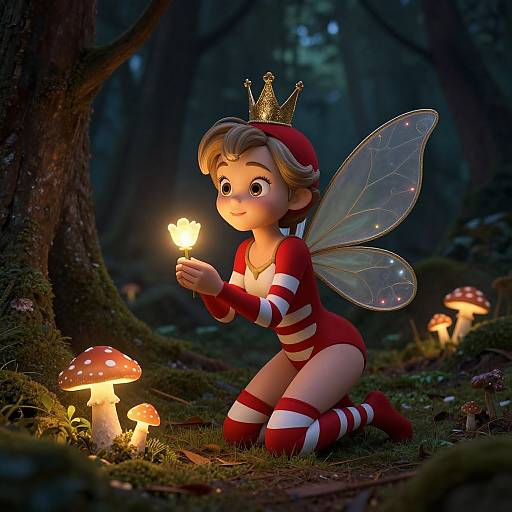 Fairy in Glowing Forest Clearing
