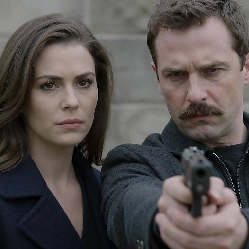 Intense Close-Up of a Serious Duo