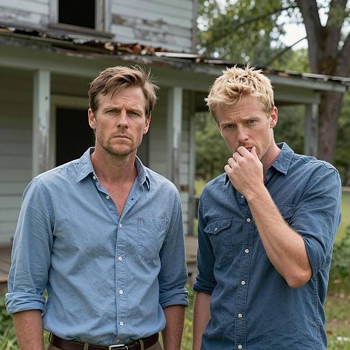 Dramatic Portrait of Two Men Outdoors