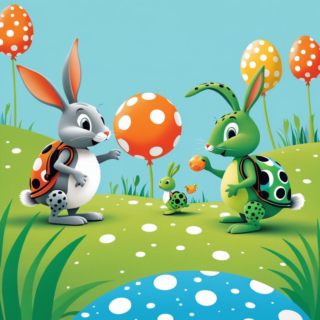 Playful Dr. Seuss Rabbit and Turtle Scene