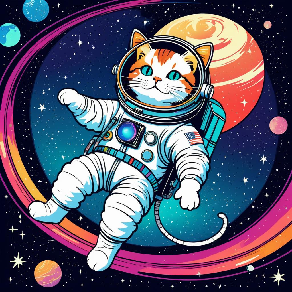 Adventurous Astronaut Cat in Space