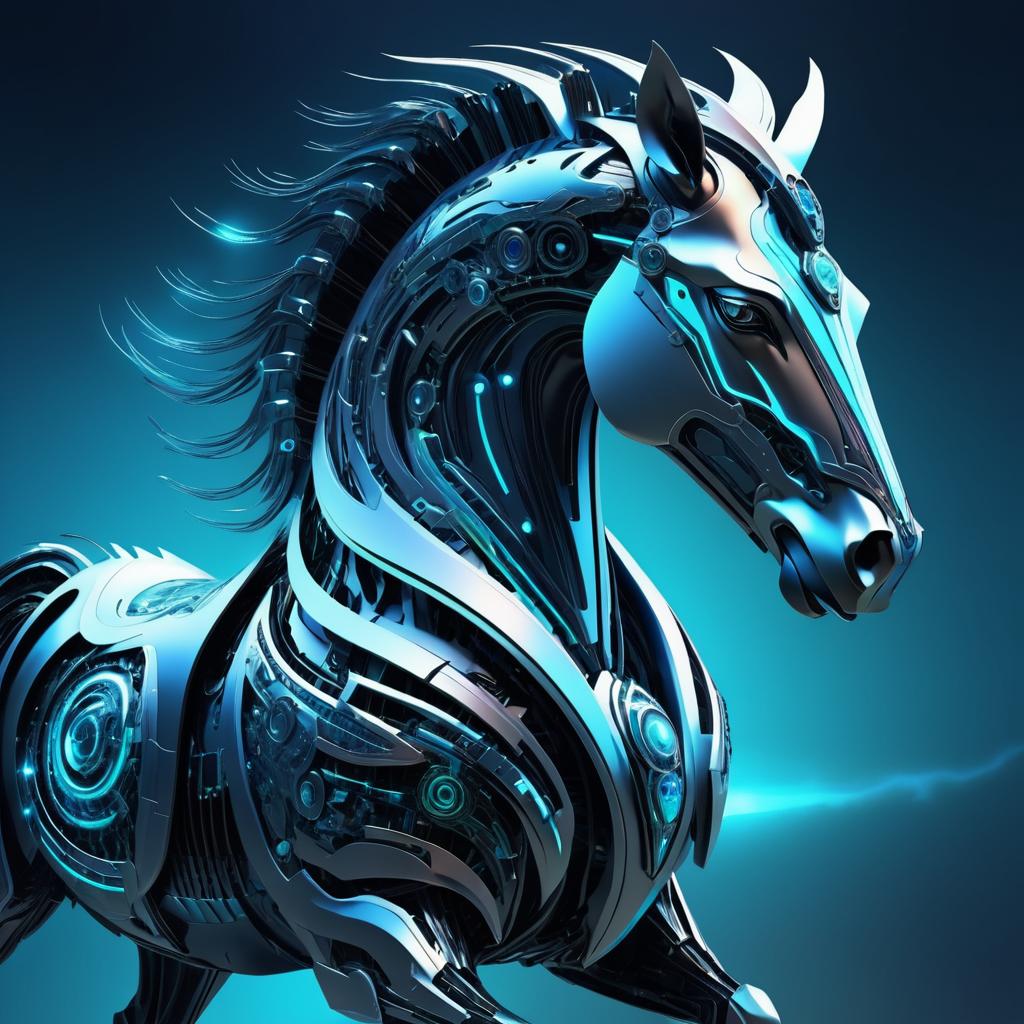 Futuristic Cybernetic Horse Illustration