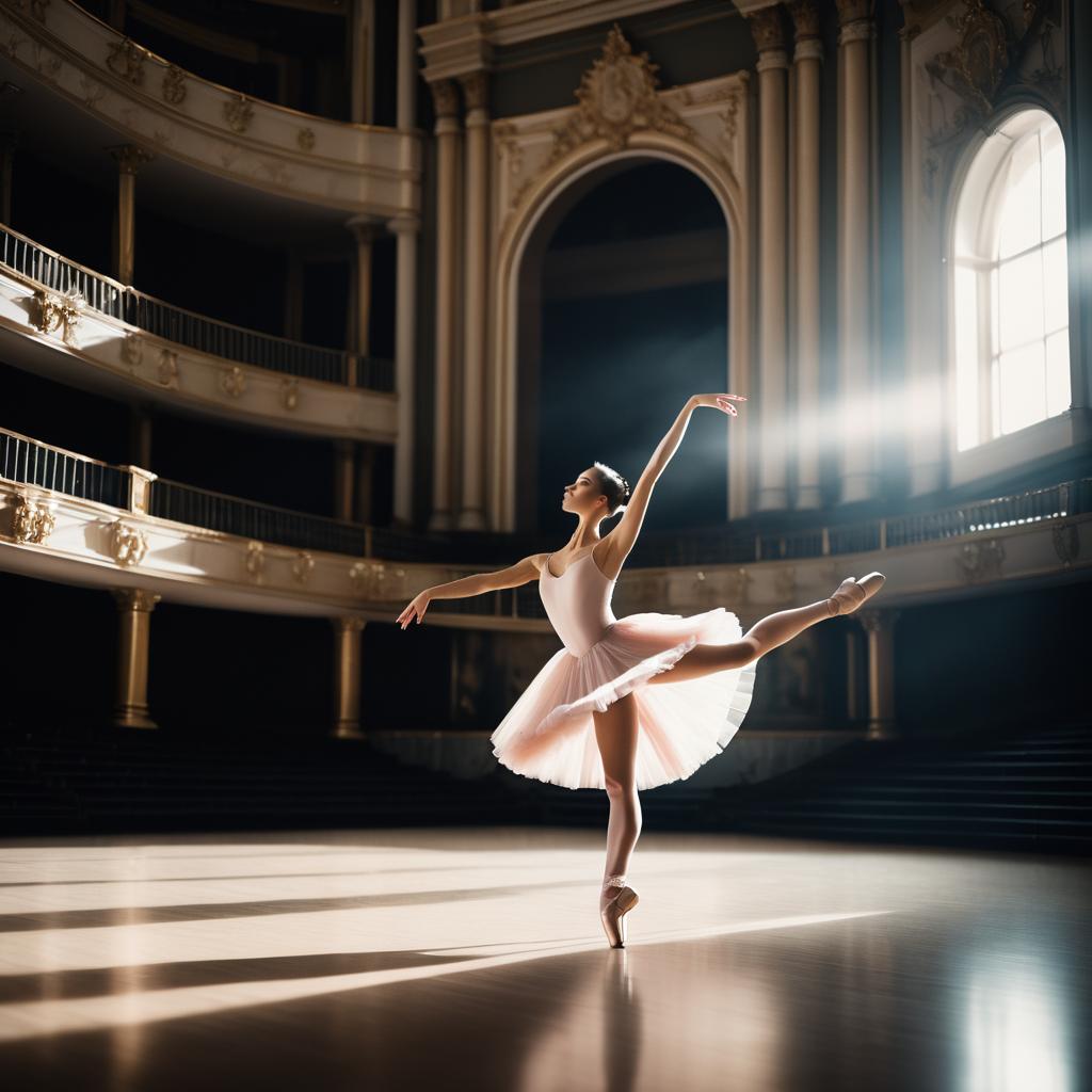 Elegant Ballerina in Grand Theater Portrait