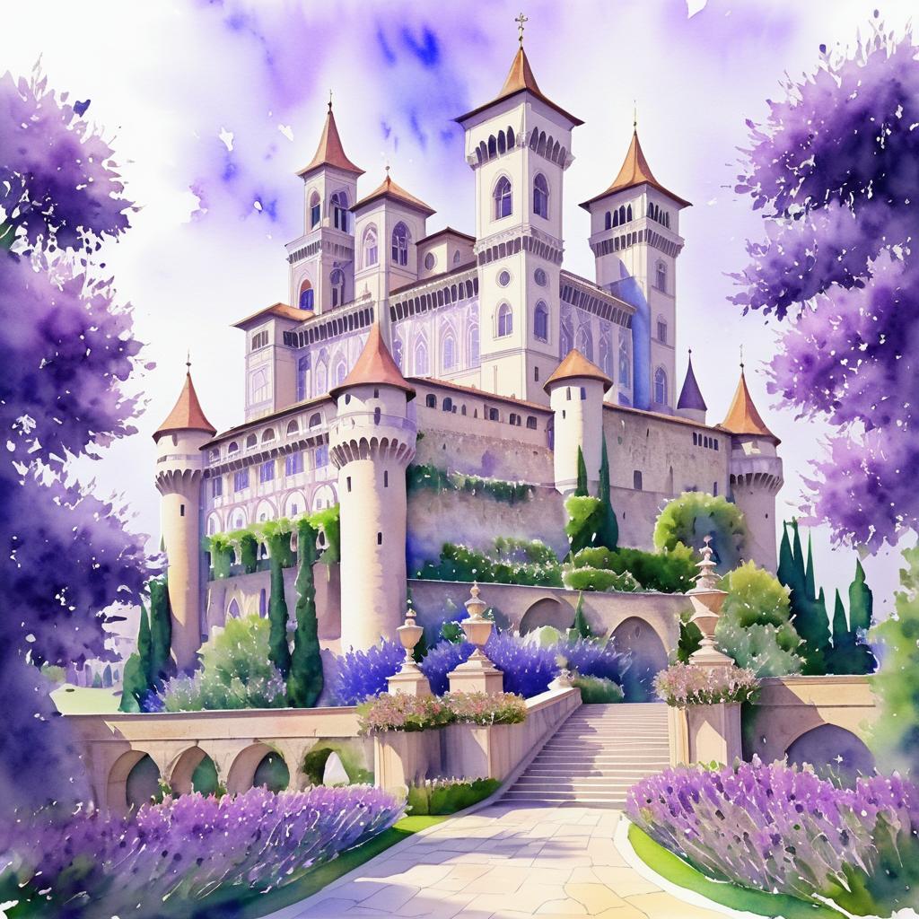 Whimsical Purple Castle in Nature