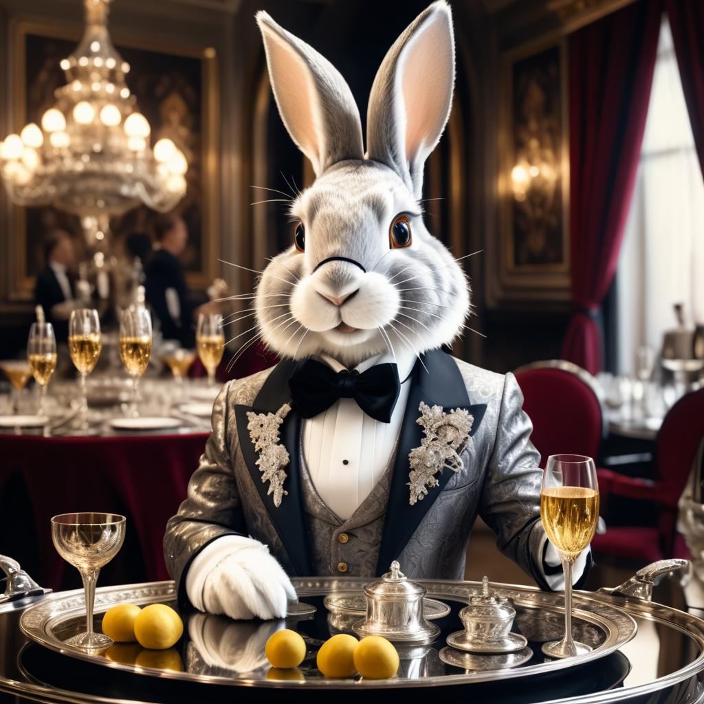 Elegant Rabbit Sommelier in Opulent Setting