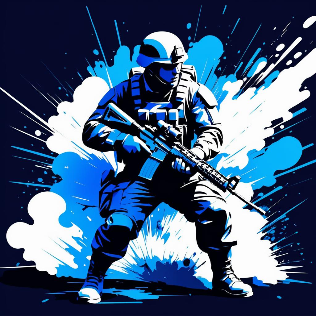 Dynamic 2D Combat Soldier Illustration