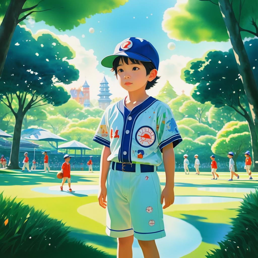 Whimsical Portrait of a Young Baseball Player