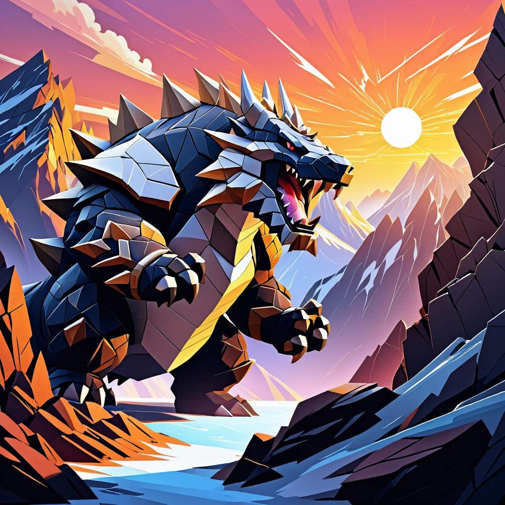 Epic Fantasy: Aggron in Sunset Mountains