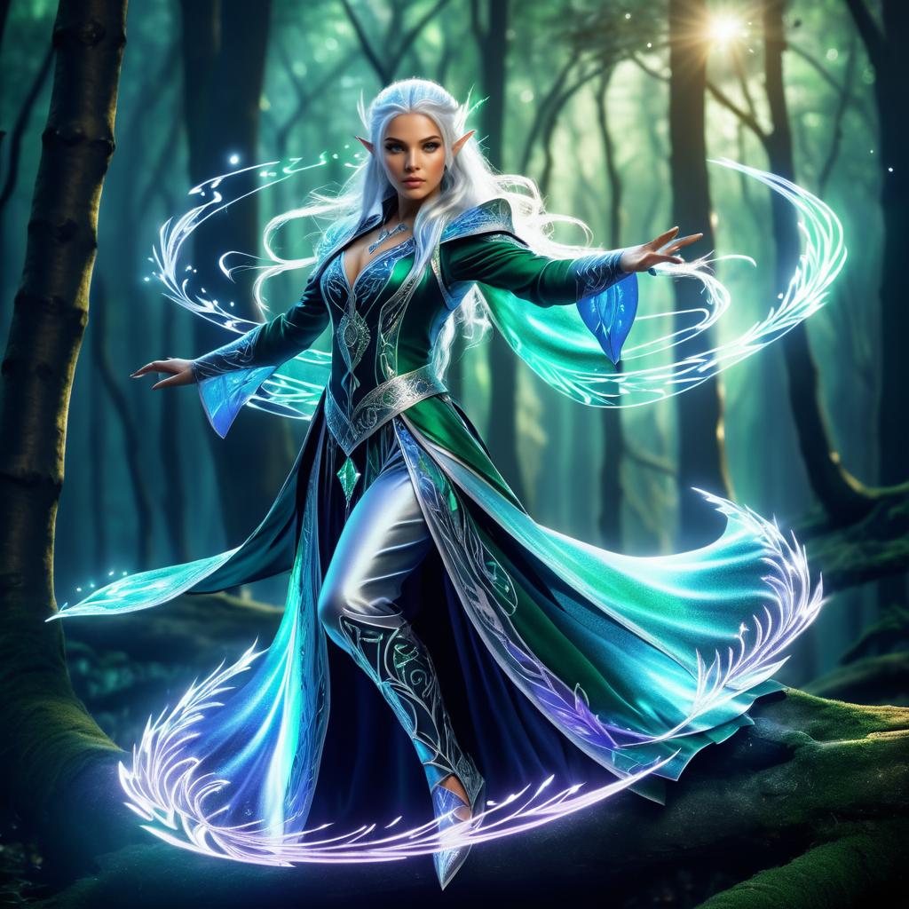 Elven Sorceress in Mystical Forest