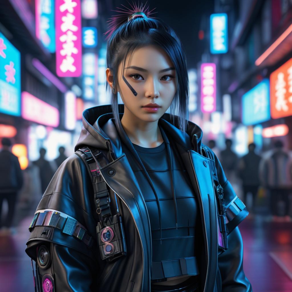 Cyberpunk-Inspired Japanese Woman Portrait