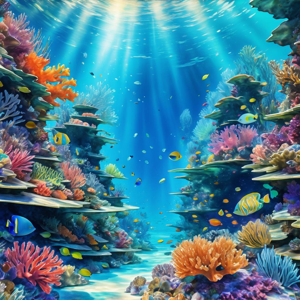 Colorful Underwater Coral Reef Landscape