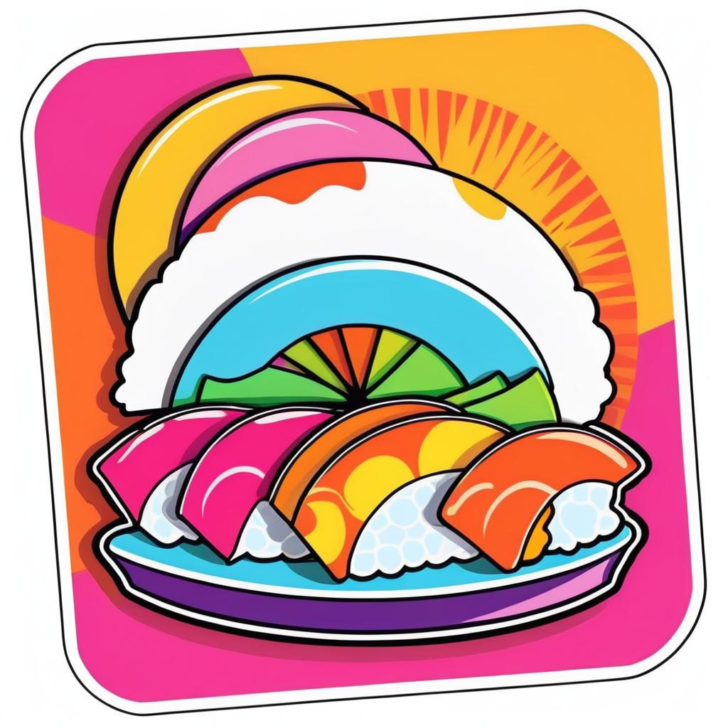 Vibrant Sushi Pop Art Sticker Design