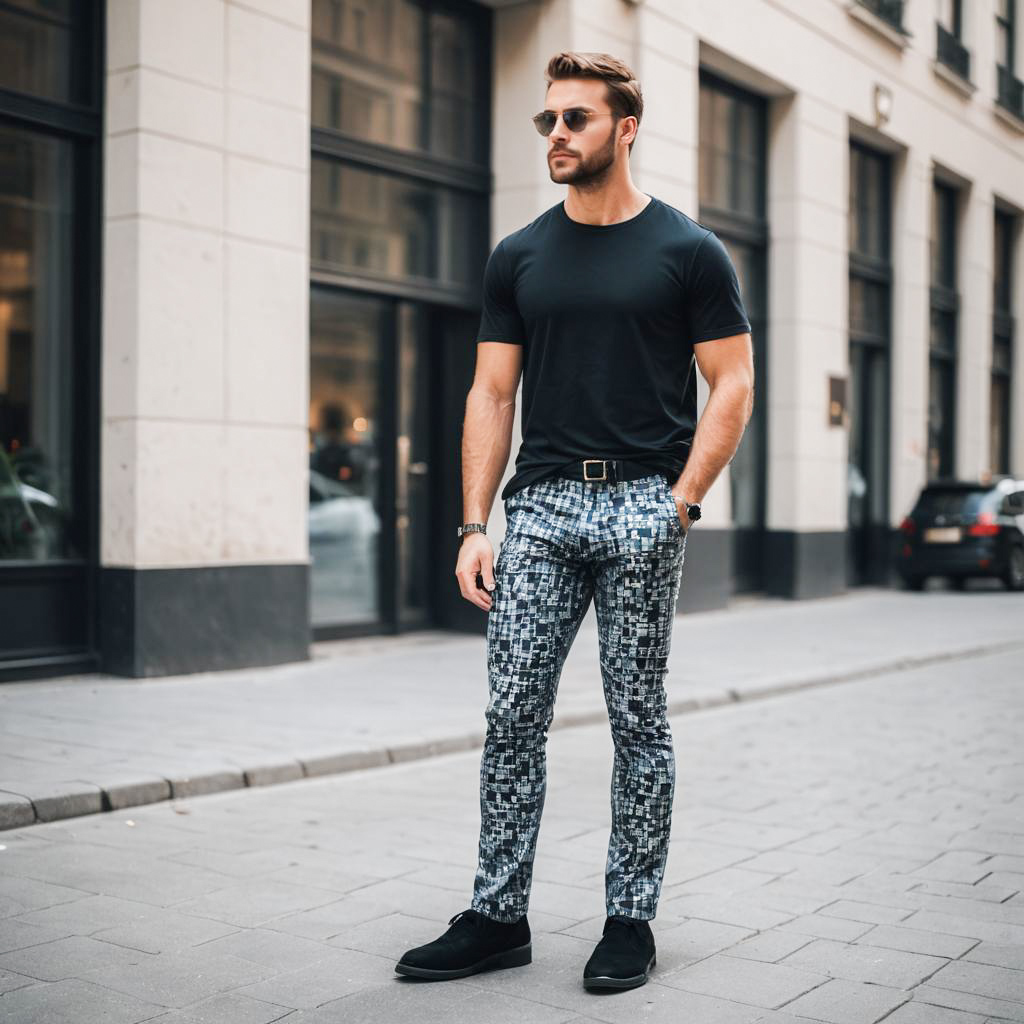 Stylish Man in Flare Leggings Outfit