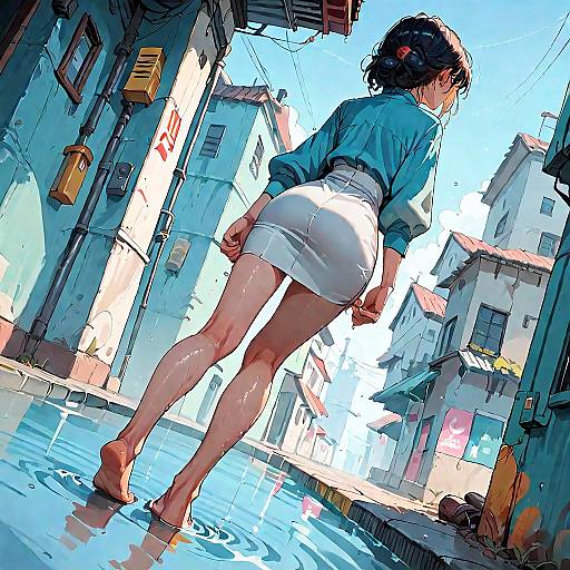 Barefoot Girl in Wet Alley, Kites