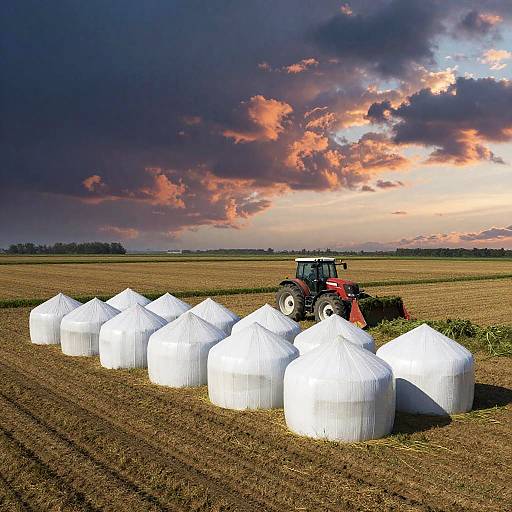 Photorealistic Modern Farm at Sunset