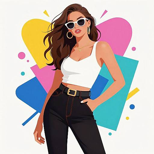 Chic Fashion Illustration with Bold Colors