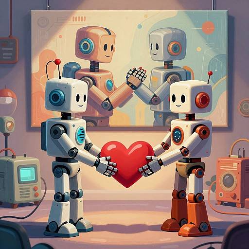 Vintage Robots United by Heart