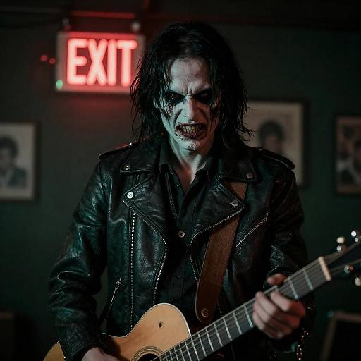 Grotesque Musician in Neon Lights