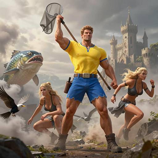 Victorious Hero in Fantasy Realm