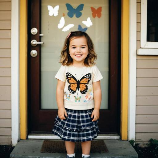 Smiling Toddler Girl with Butterfly T-Shirt