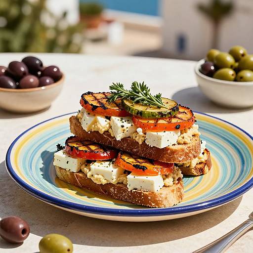 Layered Mediterranean Vegetable Toasts