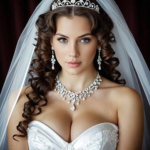 Elegant Bride with Curly Hair and Tiara