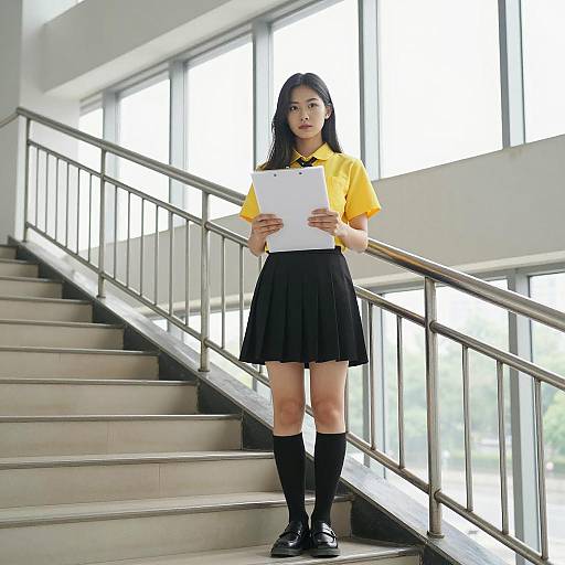 Asian Woman in Modern Interior Setting