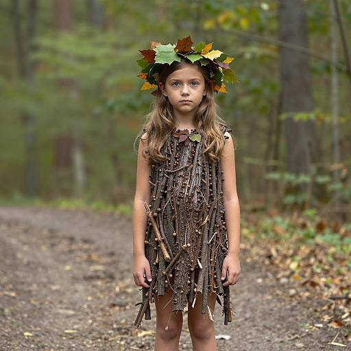 Young Girl in Realistic Tree Costume