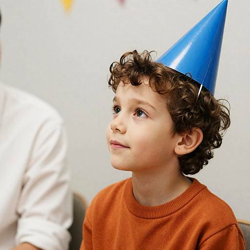 Curious Boy Wearing Party Hat