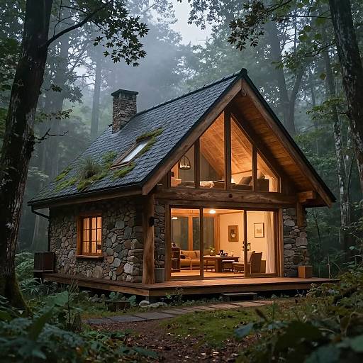 Cozy Forest Cabin with Biophilic Design