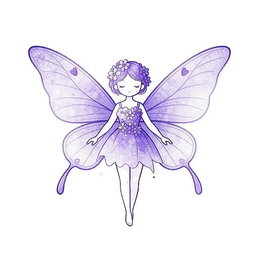 Whimsical Lavender Fairy Illustration