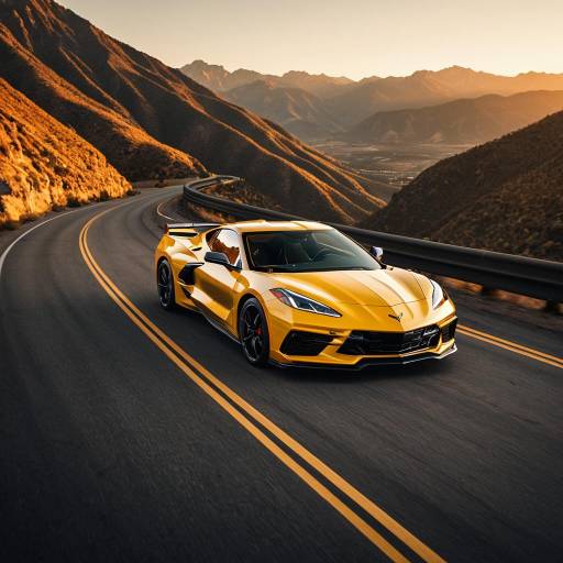 Yellow Chevrolet Corvette C8 on Mountain Road