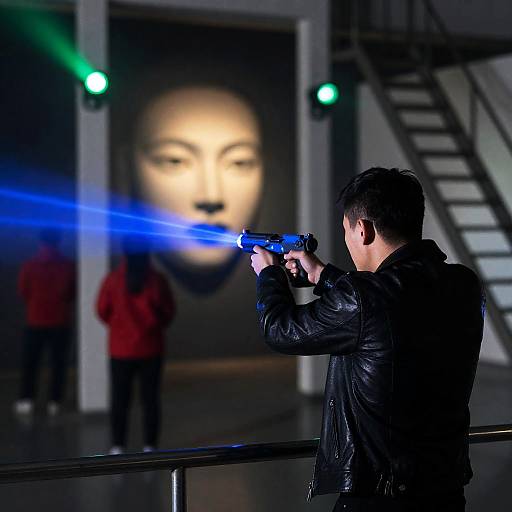 Futuristic Showdown with Laser Gun