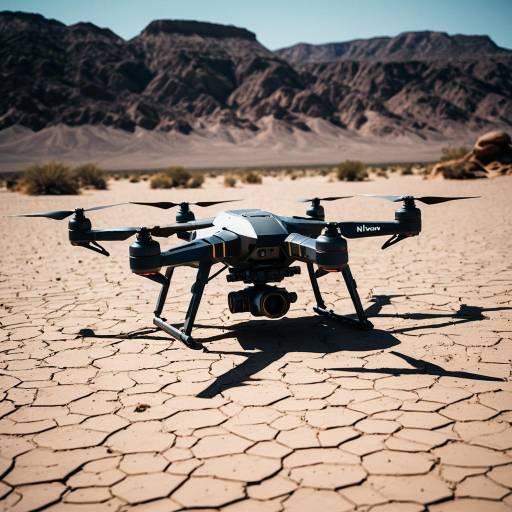 Drone on cracked desert ground