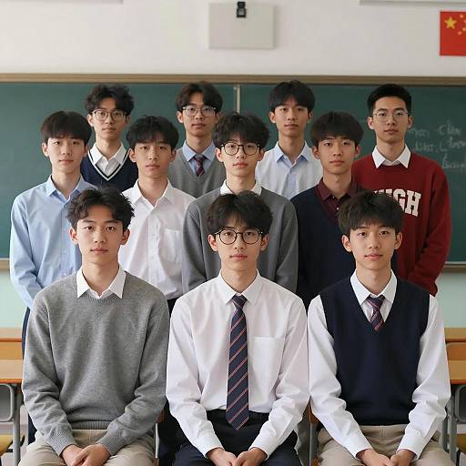 Group of Young Men in Classroom